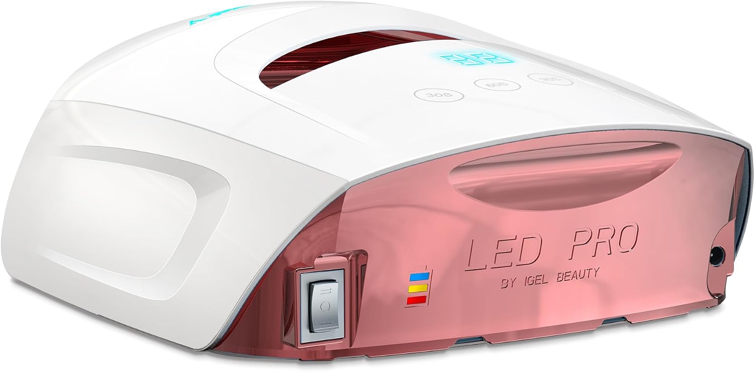 iGel Beauty LED PRO Nail Lamp – Rose Gold, 48W Rechargeable UV/LED Nail Dryer, Cordless with 5200mAh Battery, Motion Sensor, Timer Settings, Low Heat Mode, Professional Gel Nail Lamp