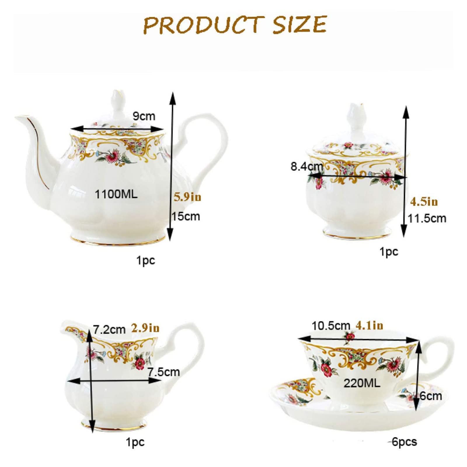 Amazon.co.jp: 磁器ティーセット 家庭用女性茶、 パーティー