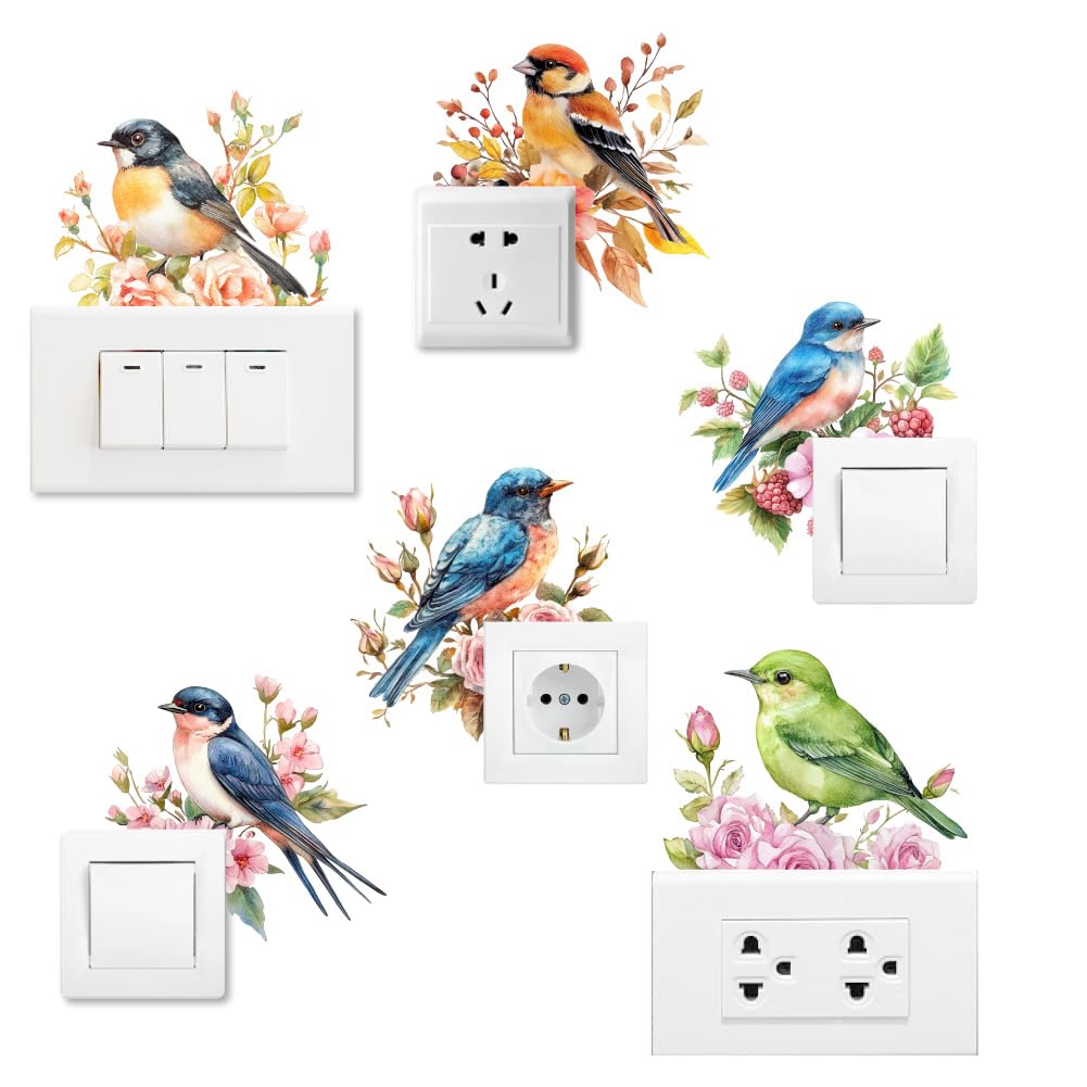 AHANDMAKER Pack Of 6 Cute Panda Light Switch Stickers Cartoon Pandas