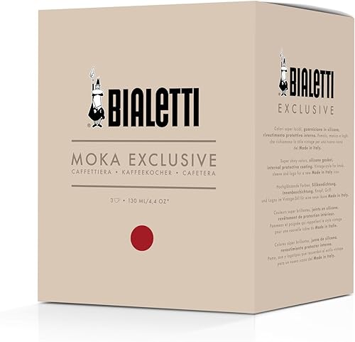 Miniatura 2 de Bialetti Mocha Exclusivo Rojo italiano para 3 tazas, fuego directo (máquina de café, máquina de café espresso, Makinetta)