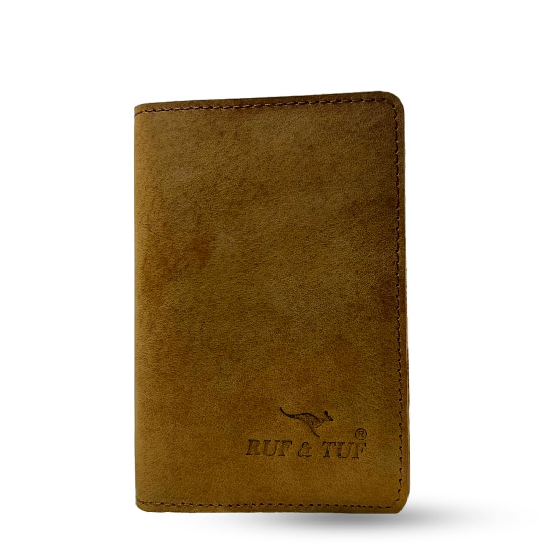 RUF & TUFPassport Cover/Holder for Men & Women - Genuine Leather Travel Accessories Document Organizer, Brown, Multiple Cards Holder for Trips, Gifts for Men (Yellow)