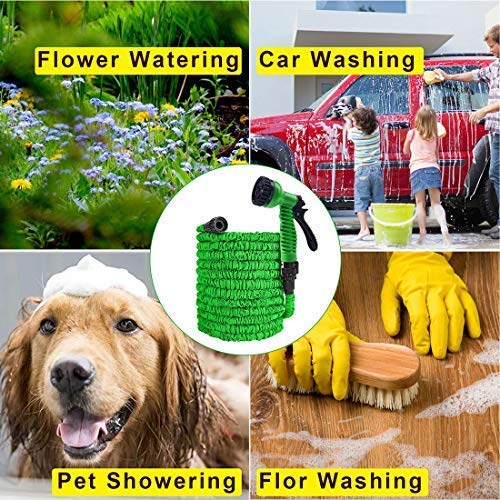 Mangueira de jardim expansível com mangueira de jardim de 15 m e mangueira de água flexível sem dobras, com bocal de spray de 7 padrões, mangueira dobrável de proteção de tecido extra Imagem 6