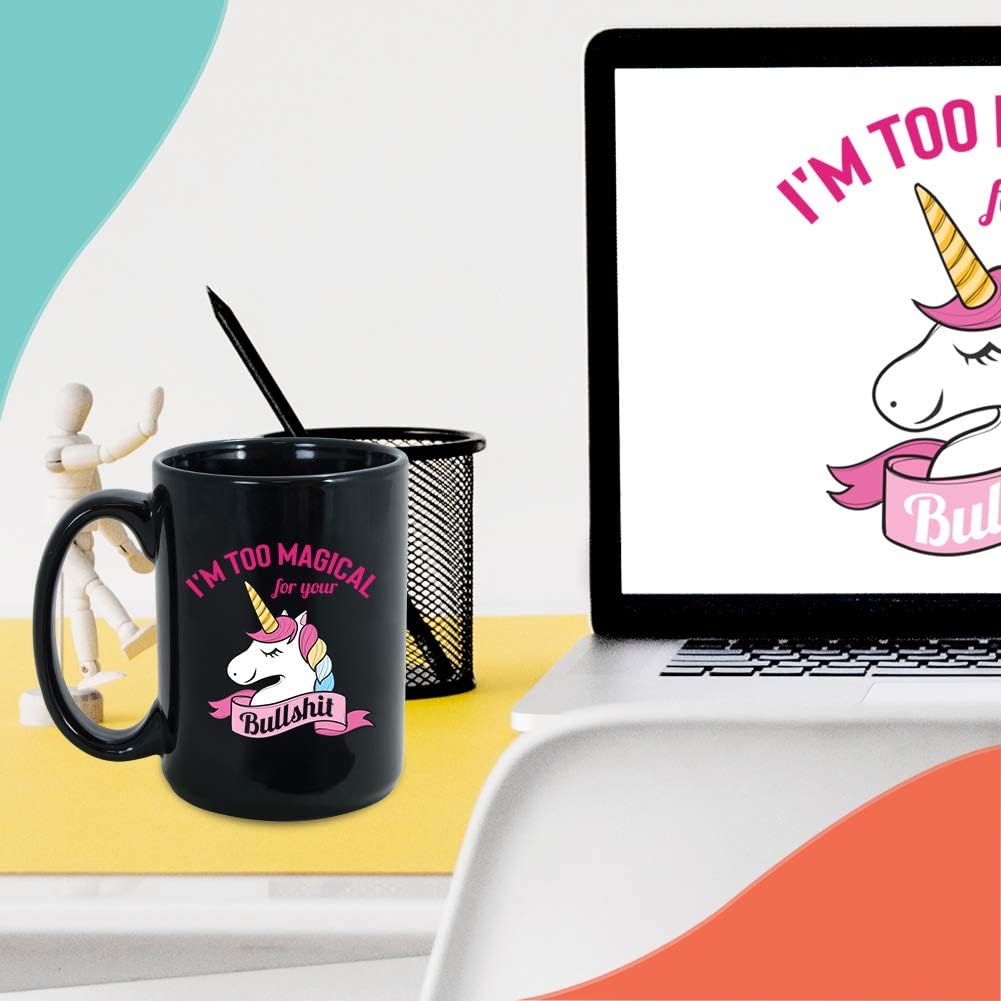 Unicorn Mug 15 Oz Funny Sarcastic Sassy Humorous Friends Coffee Mugs, Black