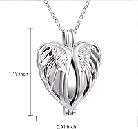 Vista 6 de Collar de plata de ley 925 con alas de ángel conmemorativas para cenizas, joyería de cremación