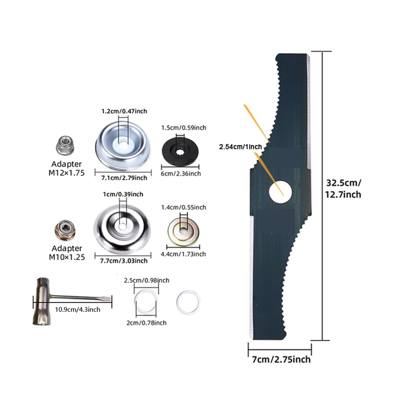 Cuchilla for Cortacésped, Accesorios for Desbrozadoras | 12,8 pulgadas en forma de S(S Toothed 9Acc)