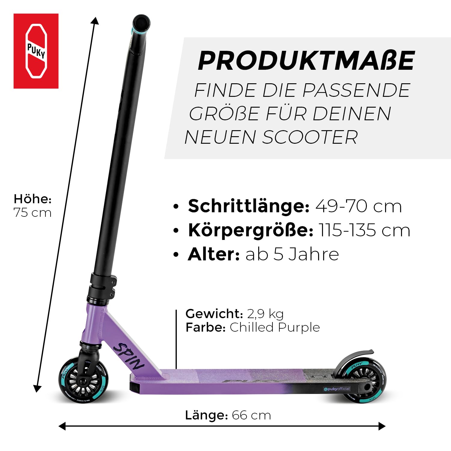 Scooter Ludique Transport Scooter Puky Spin - Aluminium 100mm Uréthane Enfant 5 Ans Et Plus Slamm Trottinette Freestyle
