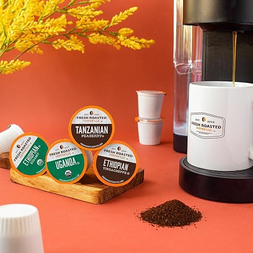 Miniatura 40 de Fresh Roasted Coffee, Peaberry de Tanzania, tostado ligero, Kosher, compatible con K-Cup, 24 cápsulas