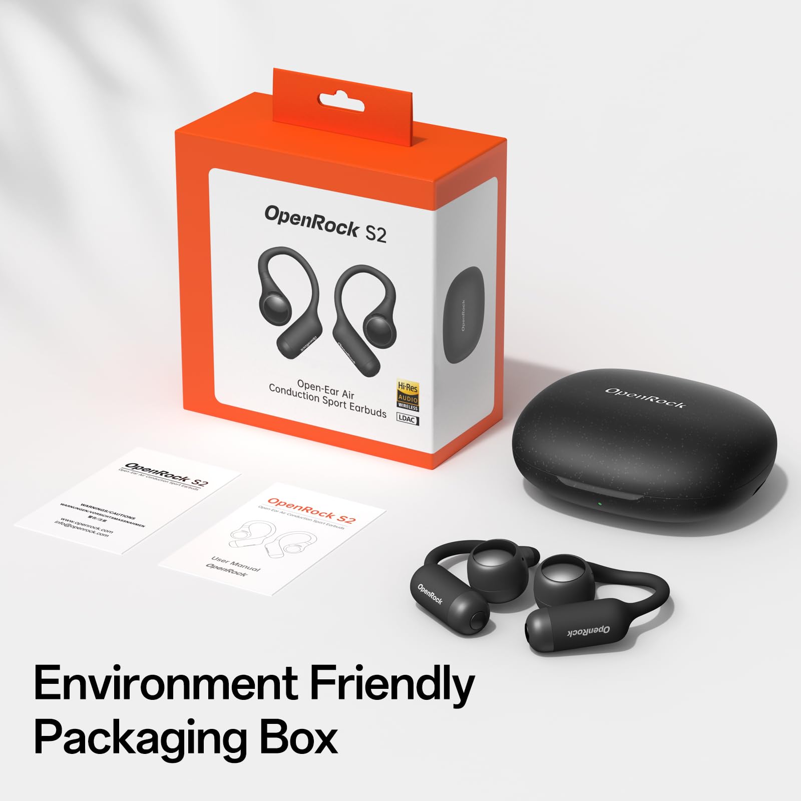 S2 Słuchawki douszne Open Ear, Ultralekkie z Zagiętym Dousznikiem, Hi-Res LDAC, Potrójna Wodoszczelność (IPX5), Bluetooth 6.0, Sterowanie Aparatem, 32H Odtwarzania, Przejrzysta Rozmowa