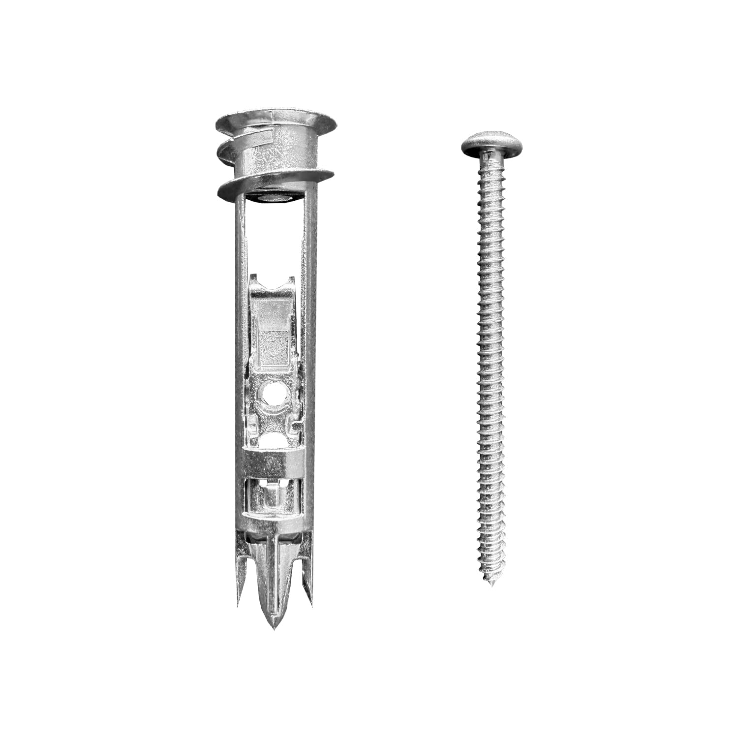 Self-Drilling Toggle Anchors with #8 x 2-1/2" Zinc Screws, 100 lb Capacity - Heavy Duty Drywall Wall Anchors | 50-Pack