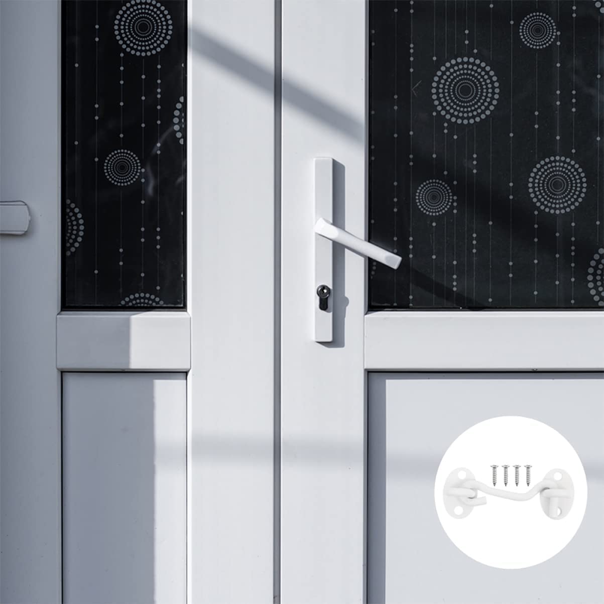 Hak do drzwi i zatrzask oczkowy, 4 szt. Zatrzask okienny ochrona prywatności dla haków garażowych i obrotowej stalowej bramy drzwi pogrubiona część ciężka kabina łatwa nierdzewna biel