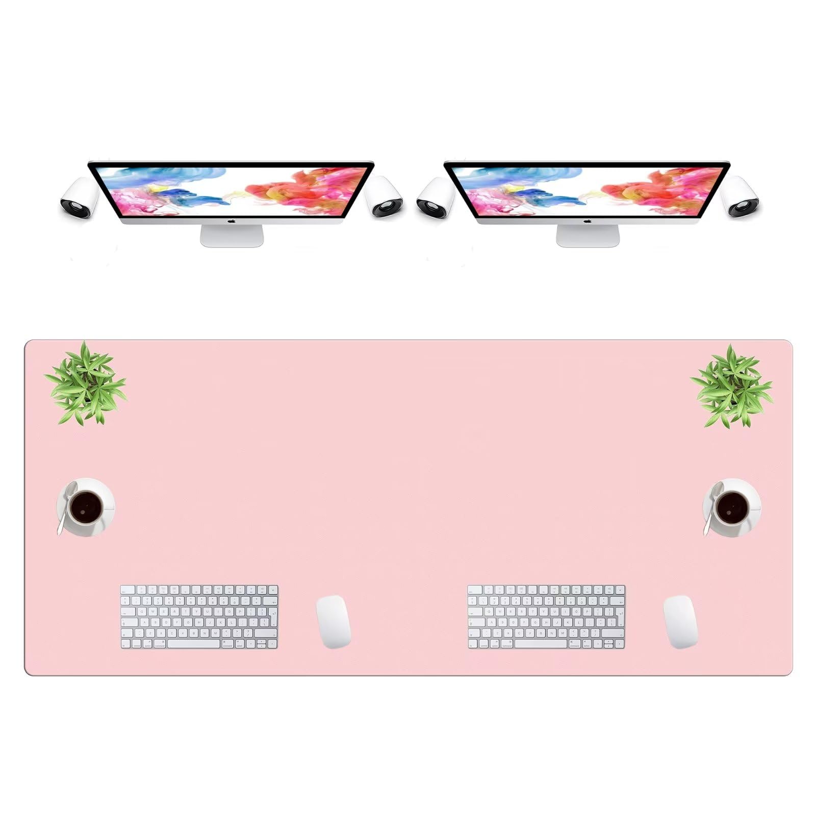 LL-COEUR Extra Large PU Leather Desk Mat Large Mouse Pad XXL Waterproof Table Mat Office Laptop Writing Pad (63 x 27.6 inch, Pink)