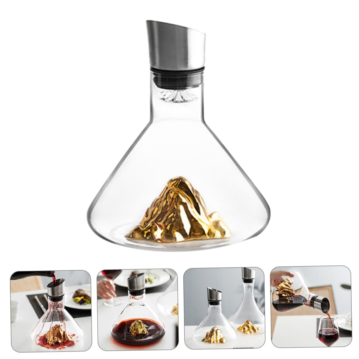 Mipcase Decantador de Vino Boca Inclinada Transparente para Decoración de Mesa para Bares Restaurantes y Hogar