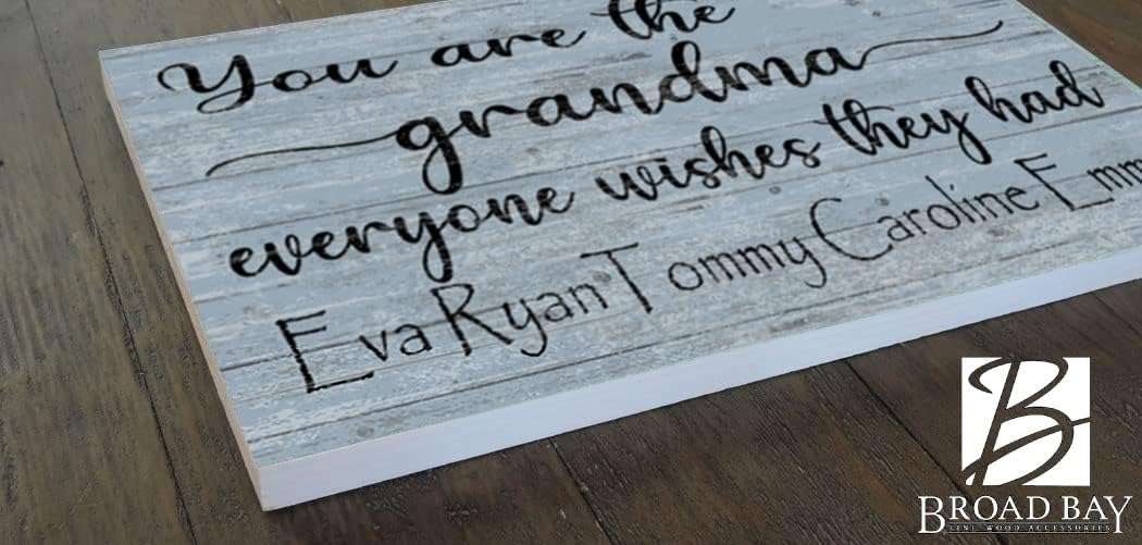 You Are The Grandma Everyone Wishes They Had Sign Custom with Names Grandmother Gift - Solid Wood - 16.5in x 10.5in (Blue)