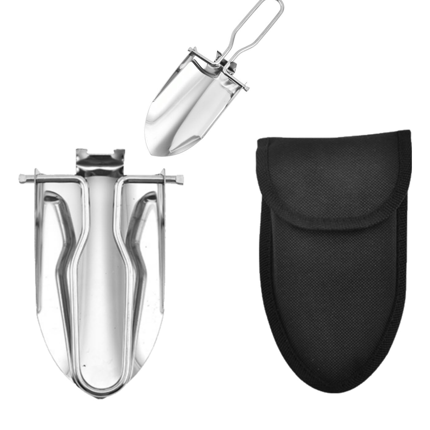 XINGYIYIJIA Portable Folding Camping Shovel with Carry Case, 12.5 cm x 6.5 cm, Stainless Steel, Lightweight for Outdoor Hiking and Fishing