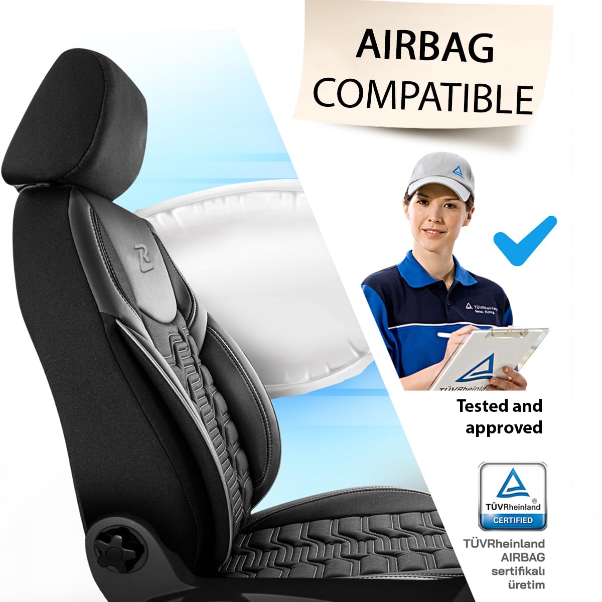 LUCARO Coprisedile Auto per Universale Berlin, Nero-Grigio | Coprisedili e protezioni, accessorio ideale per l'auto - protegge i sedili originali della tua auto