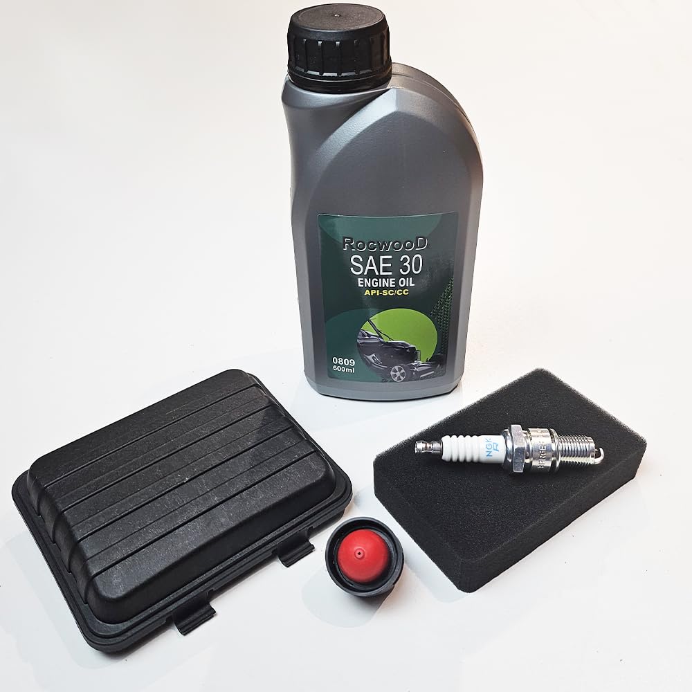 Service Kit for Cobra Lawnmowers: M40C M41C & RM40C - DG350 OHV engine - Air filter, Cover, Engine Oil, Primer Bulb & Spark plug