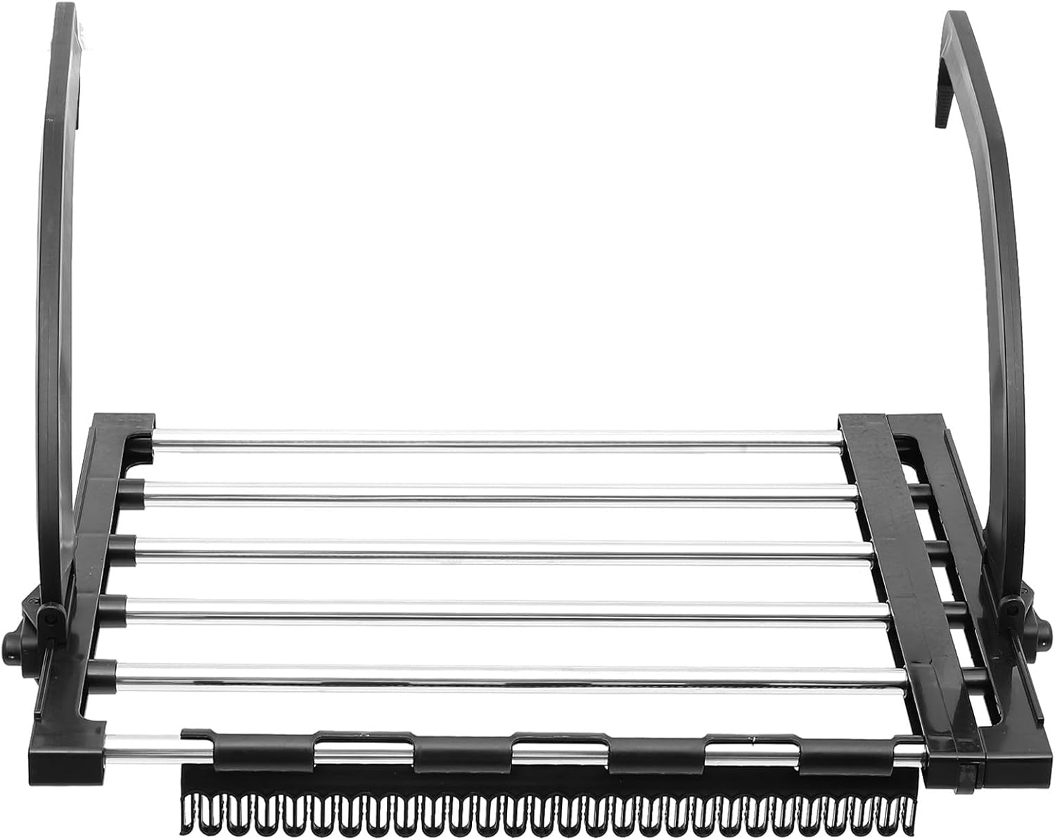 Retractable Stainless Steel Balcony Clothes Drying Rack 42-73cm Windproof Clips and Sock Hanger, Multi-Purpose Laundry Organizer for Indoor Outdoor Use