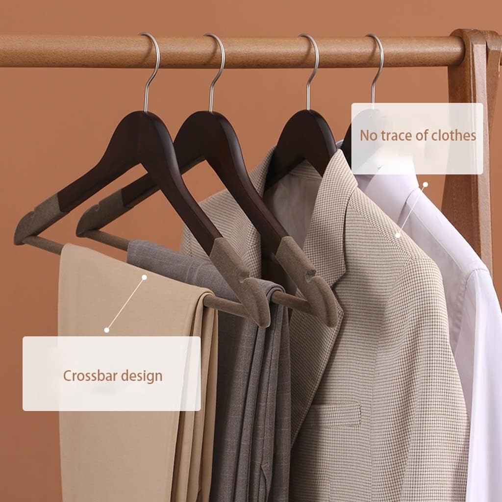 Coat Hangers Clothing Organization Wooden Suit Hangers 10 Pack Coat Hanger with 360° Swivel Hook and Precisely Cut Notches for Jacket, Pant Closet Essentials