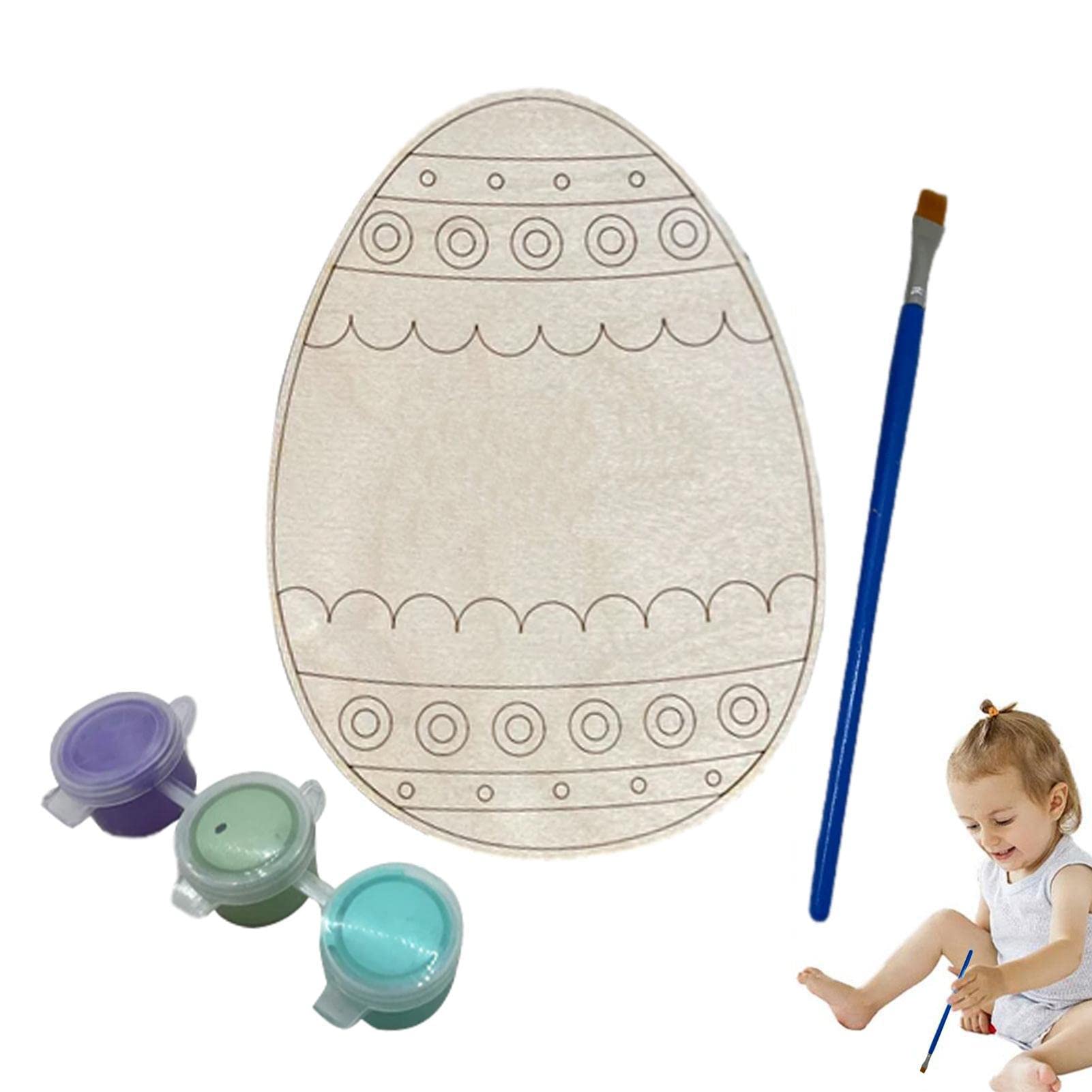 Yookat 50 Uova Di Pasqua In Legno Grezzo – 4 Cm – Forate Per Appendere – Fai Da Te Per Pittura E Decorazioni Pasquali