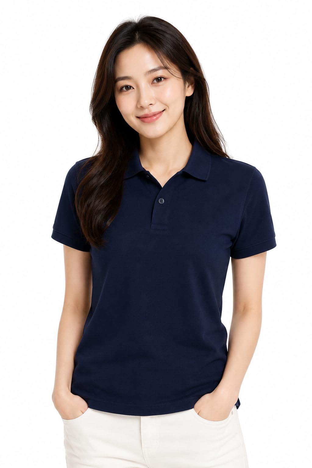 attitude start of fashion Solid Women Polo Neck Pink T-Shirt (G-Navy Blue Polo XL)-picture-39