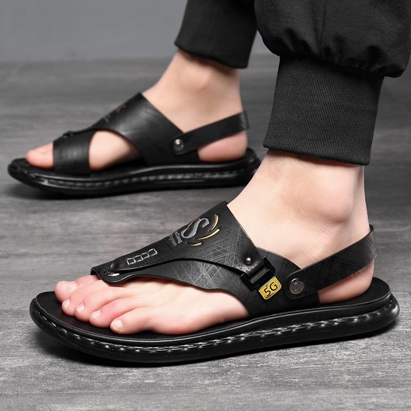Men's Summer Outdoor Casual Stylish Flat Sandals, Comfortable Leather Flip-flops, Outdoor Wear in Spring and Summer2