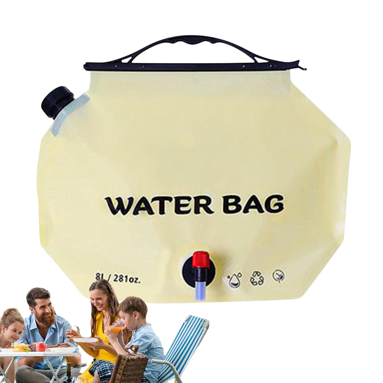 Gallon Water Bottle, Folding Leakproof Pouch, 8L Outdoor Water Pack Carrier Tank, for Hiking Riding Outdoor Backpacking Picnic Travel Road Trip Party Car