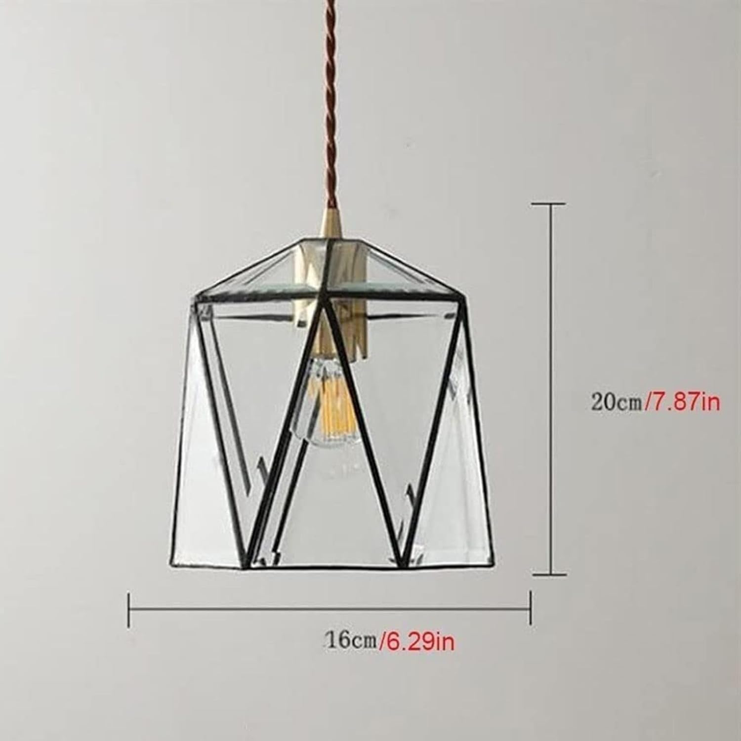 OUDINI Kitchen Island with Diamond-Shape Pendant Light, Industrial Kitchen Island Hanging Lighting, Vintage Geometric Glass Chandelier, for Dinning Room,Hallway,Foyer