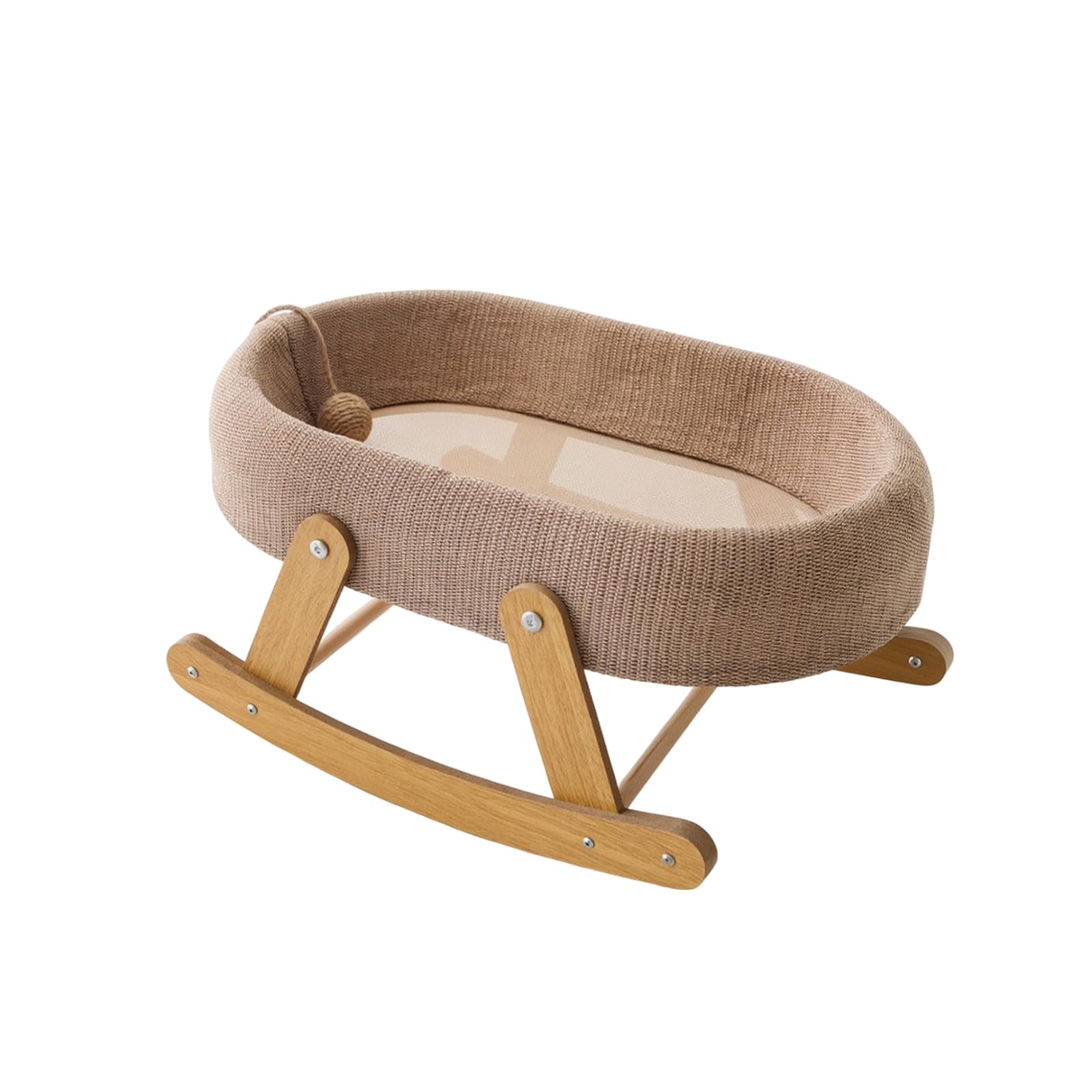 Colcolo 1 Pezzo Amaca Letto Rete per Gatti Culla Dondolo Ovale Cuccia Sospesa Ventilata Base a Dondolo in Legno Bordo Cushione, Culla A Dondolo In Tessuto A Rete Modello In Lino