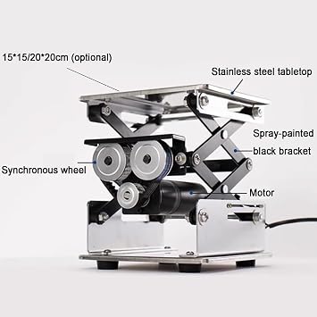 Electric Lifting Platform, Stainless Steel Scissor Lift with Remote Control, Heavy-Duty Jack Stand, 10kg Capacity for Transportation and Handling