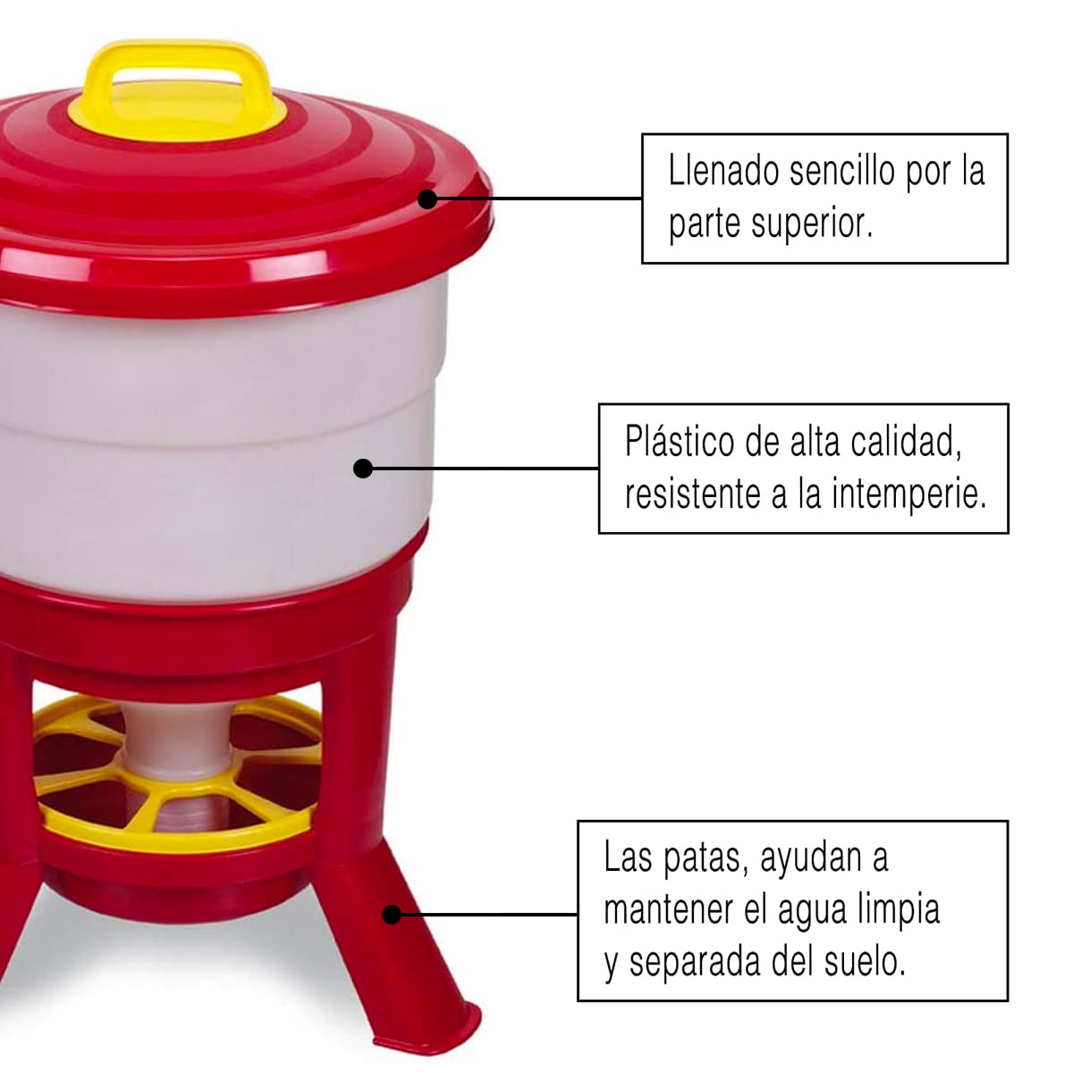 Tolva Gallinas SILO Premium 40 L - Comedero Grande con Patas para Aves de Corral - Tolva de Gran Capacidad para Gallinas, Fabricada en plástico Resistente