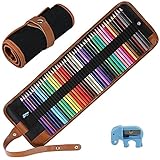 -- E-More Buntstifte-Set, Kunst, Bleistifte, Zeichnen, mit tragbarem, einrollbarem Leinen-Etui, Spitzer, für Künstler, 50 Stück