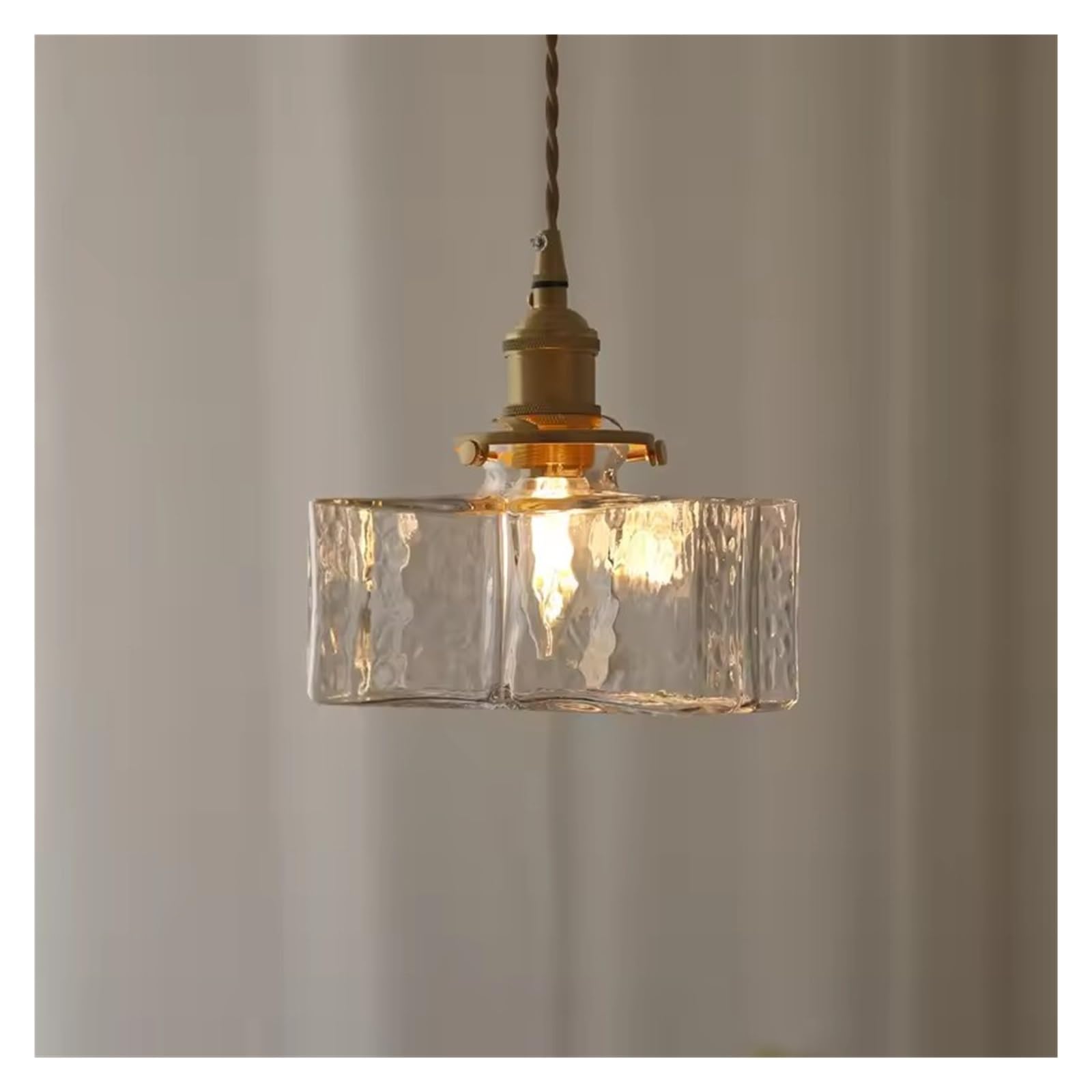 Jybnbbe Light Japanese Retro Glass Chandelier Nordic Simple Bedside Pendant Luxury Creative Restaurant Balcony Brass Led Hanging Lamp,D18cm