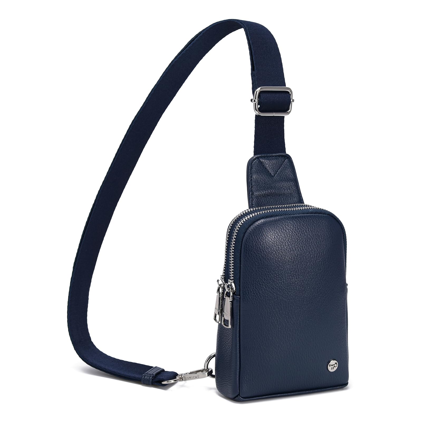 INICAT Travel Small Sling Bag Leather Crossbody Bags for Women Fanny Packs Cross Body Bag for Woman Cross Body Purses(Dark Blue)