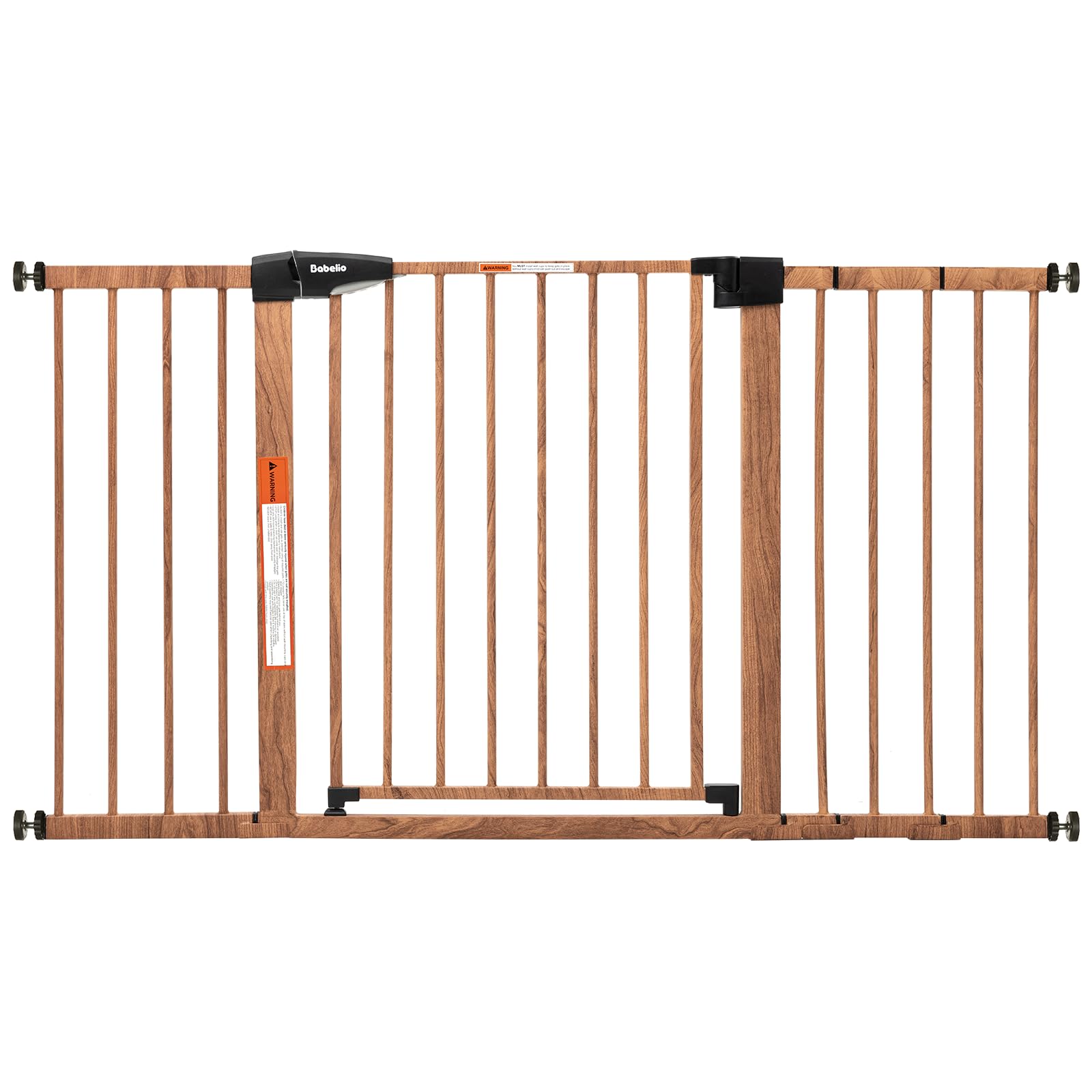 BABELIO 29-60.5" Extra Wide Baby Gate with Wood Pattern, Metal Pressure Mounted Dog Gate, Pet Gate for Stairs & Doorways, with Y Threaded Spindle Rods, No Tools Required