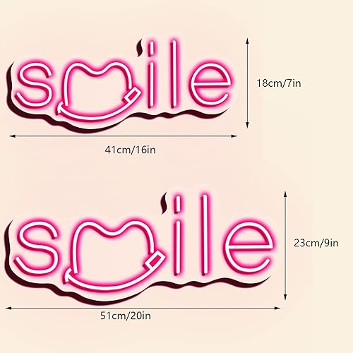 Miniatura 3 de Letreros de neón personalizables con sonrisas, letreros LED de neón para colgar en la pared de la ventana de hospital, flexible, acrílico