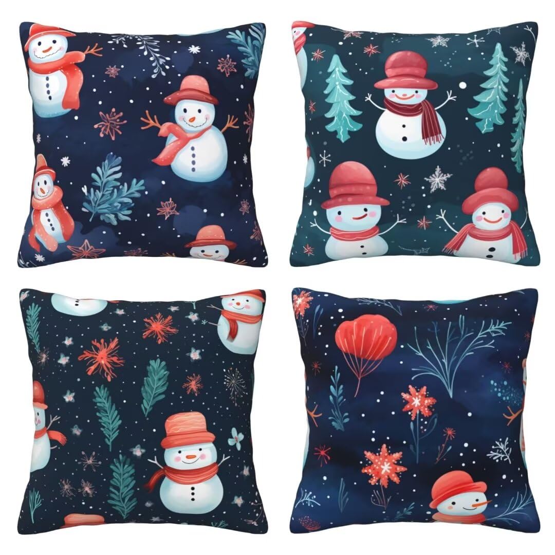 Funda Cojin 55x55 cm, Funda cojin Decoración Navideña Juego de 4 Cojines Cama Cojines para Sofa Fundas de Cojin, Fundas Cojines para Decorativos Salon Home Sofá Silla de Estar (Cremallera Oculta) X201