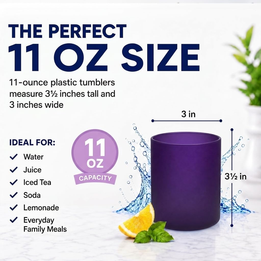 Set of 4 11oz Durable SAN Plastic Tumblers, Plum image 3