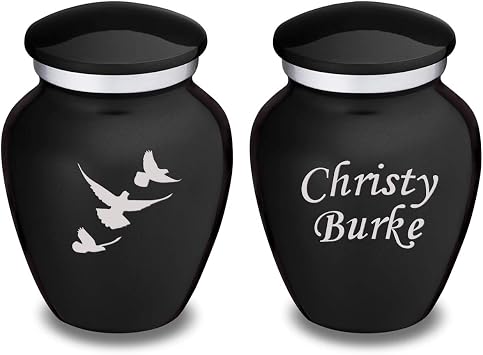 Geturns Embrace Keepsake Personalized Doves Cremation Urns for Human Ashes I Black Funeral Urn for Men and Women with Double Side Engraving I 3.5 lbs