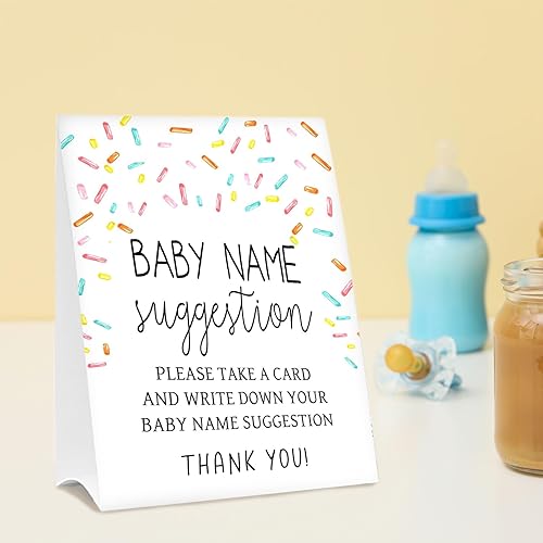 Miniatura 6 de Baby Shower Games - Letrero de sugerencia de nombre de bebé, cartel de papel kraft de 5 x 7 pulgadas y 50 tarjetas de sugerencia de nombre, revelar