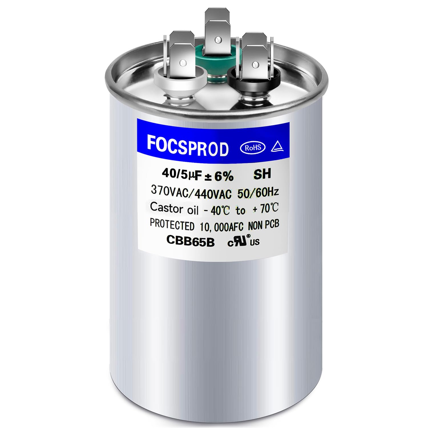 Photo 1 of [UL Recognized] FOCSPROD CBB65 370/440v 40+5uF S Dual Run Capacitor, Round AC Capacitor for HVAC, Condenser Fan Motor, Heat Pump, Air Conditioner Unit Replacement