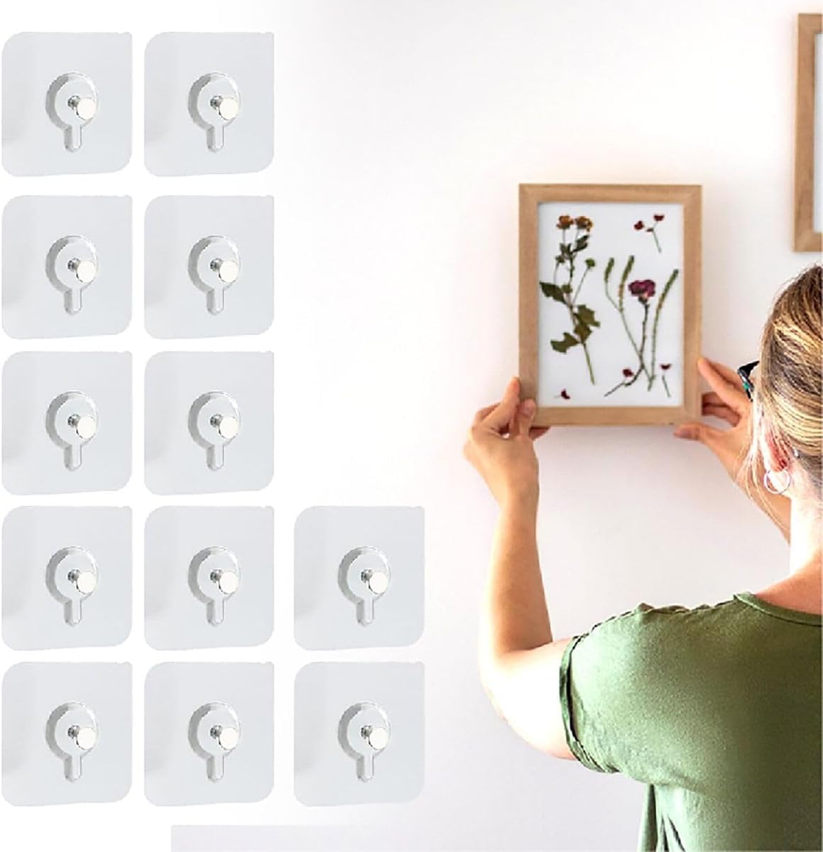 Transparent Photo Frame Hooks for Wall | Heavy Duty Adhesive Hooks | Nail-Free Picture Hangers | Strong Waterproof Wall Hooks for Home Decor, Paintings, Frames & Hanging Accessories (Pack of 15