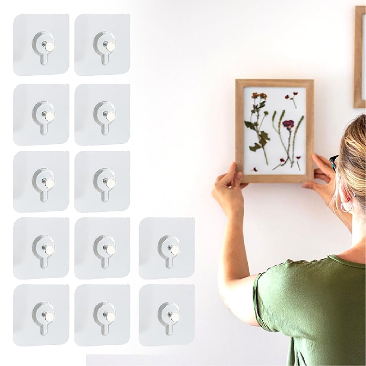 Transparent Photo Frame Hooks for Wall | Heavy Duty Adhesive Hooks | Nail-Free Picture Hangers | Strong Waterproof Wall Hooks for Home Decor, Paintings, Frames & Hanging Accessories (Pack of 15