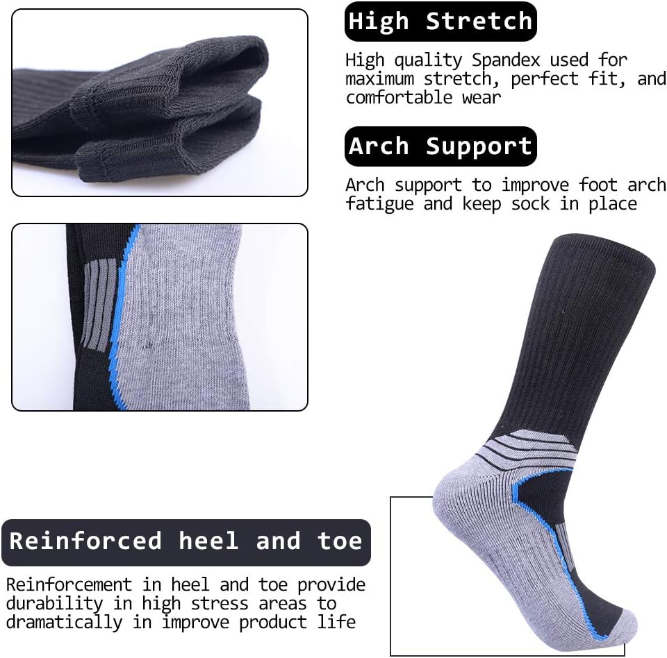 JOYNÉE Mens 6 Pack Athletic Performance Cushion Crew Socks for Running and Workout - Image 3