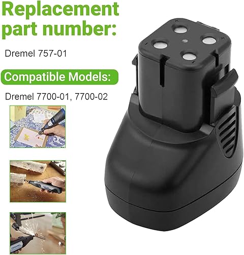 Miniatura 3 de Batería de 7.2 voltios 3500mAh compatible con Dremel 7700-01 y 7700-02 repuesto 757-01 para batería Dremel 7.2 voltios (no compatible con Dremel 770