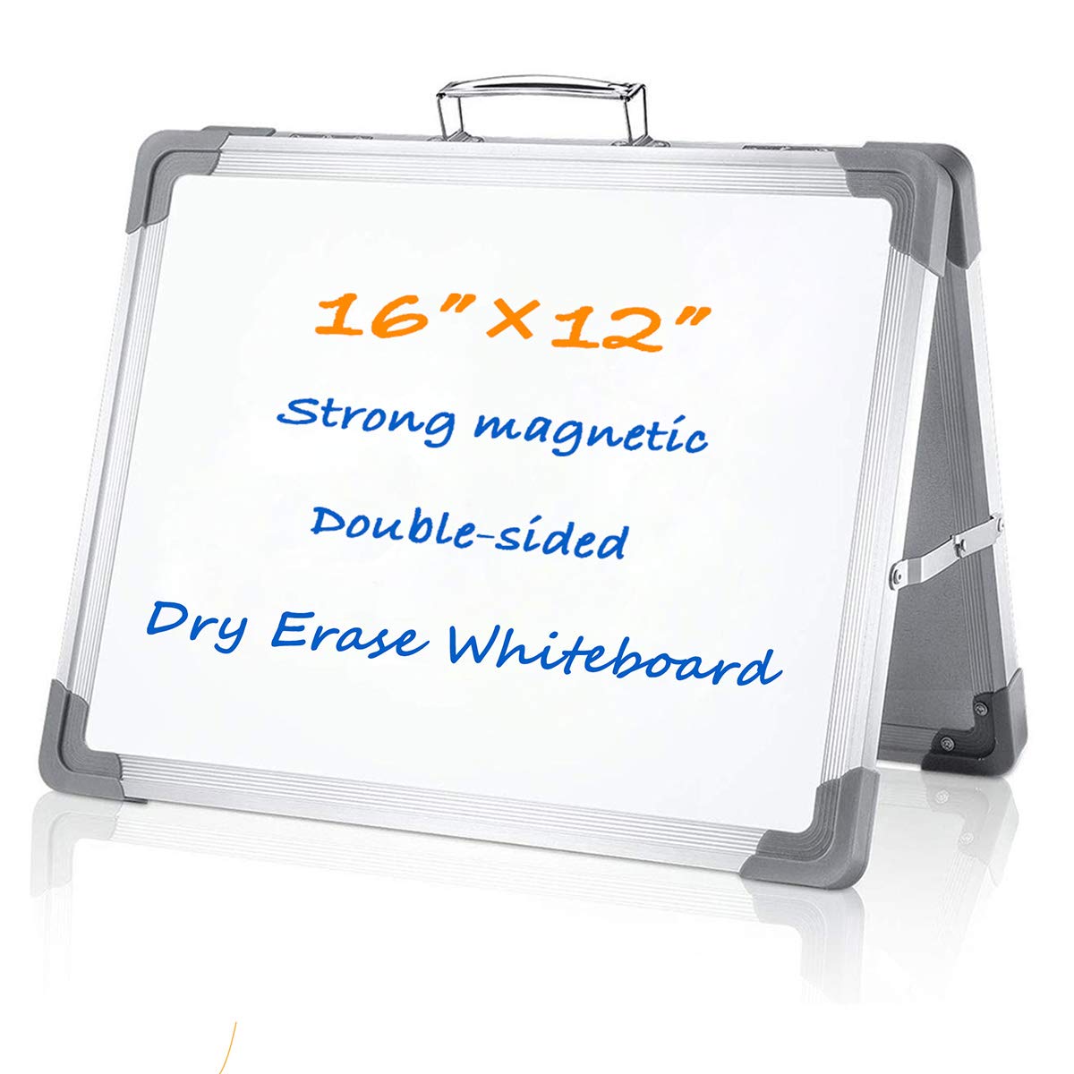 Magnetic Mini Dry Erase White Board for Kids 16 inches x 12 inches Double Sided Blank Portable White Board with Stand Children Handwriting Whiteboard（1 Piece）