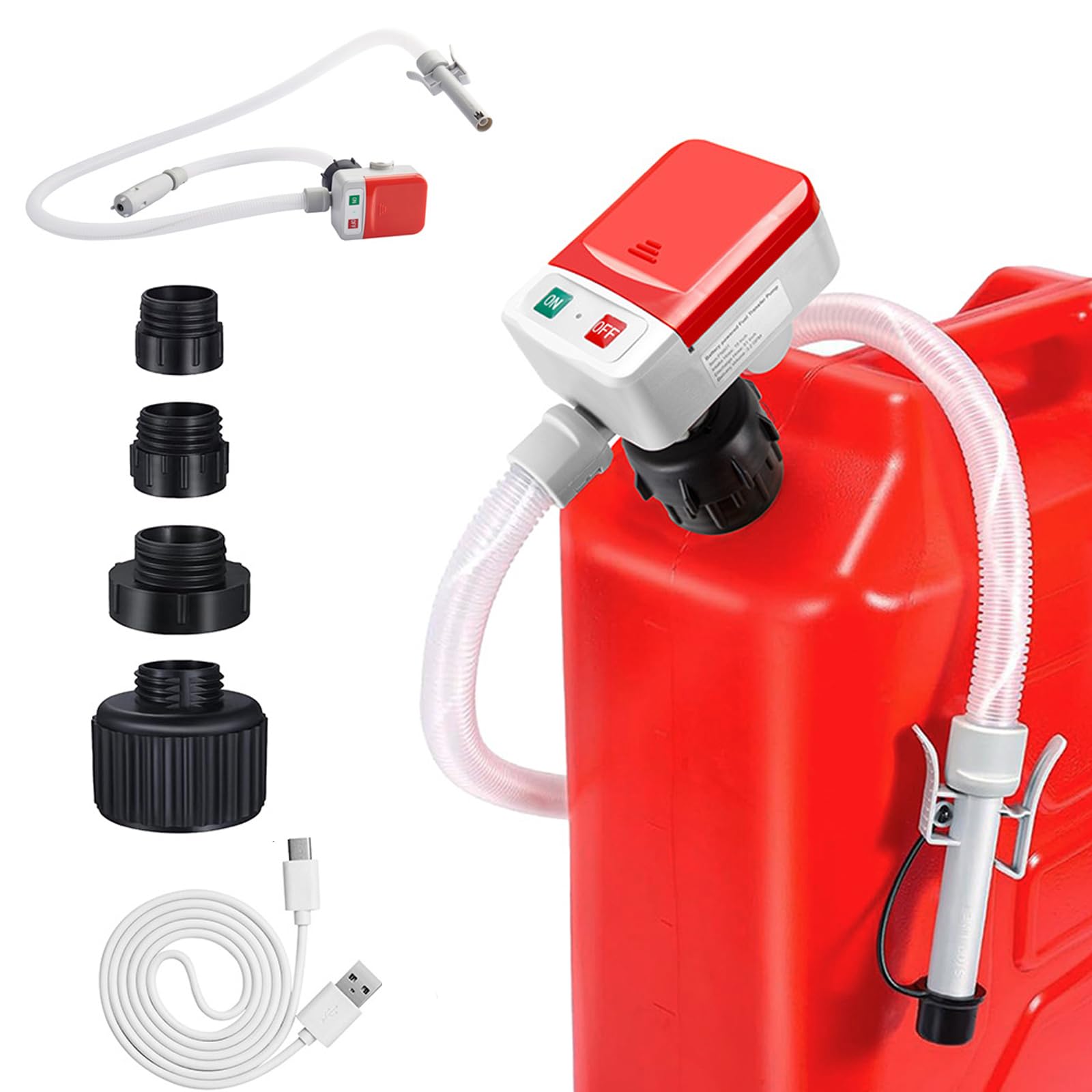 Pompa do przesyłu paliwa z automatycznym czujnikiem zatrzymania (2,75 GPM), elektryczna pompa olejowa z 4-wymiarowym adapterem, do oleju napędowego, benzyny i cieczy niekorozyjnych