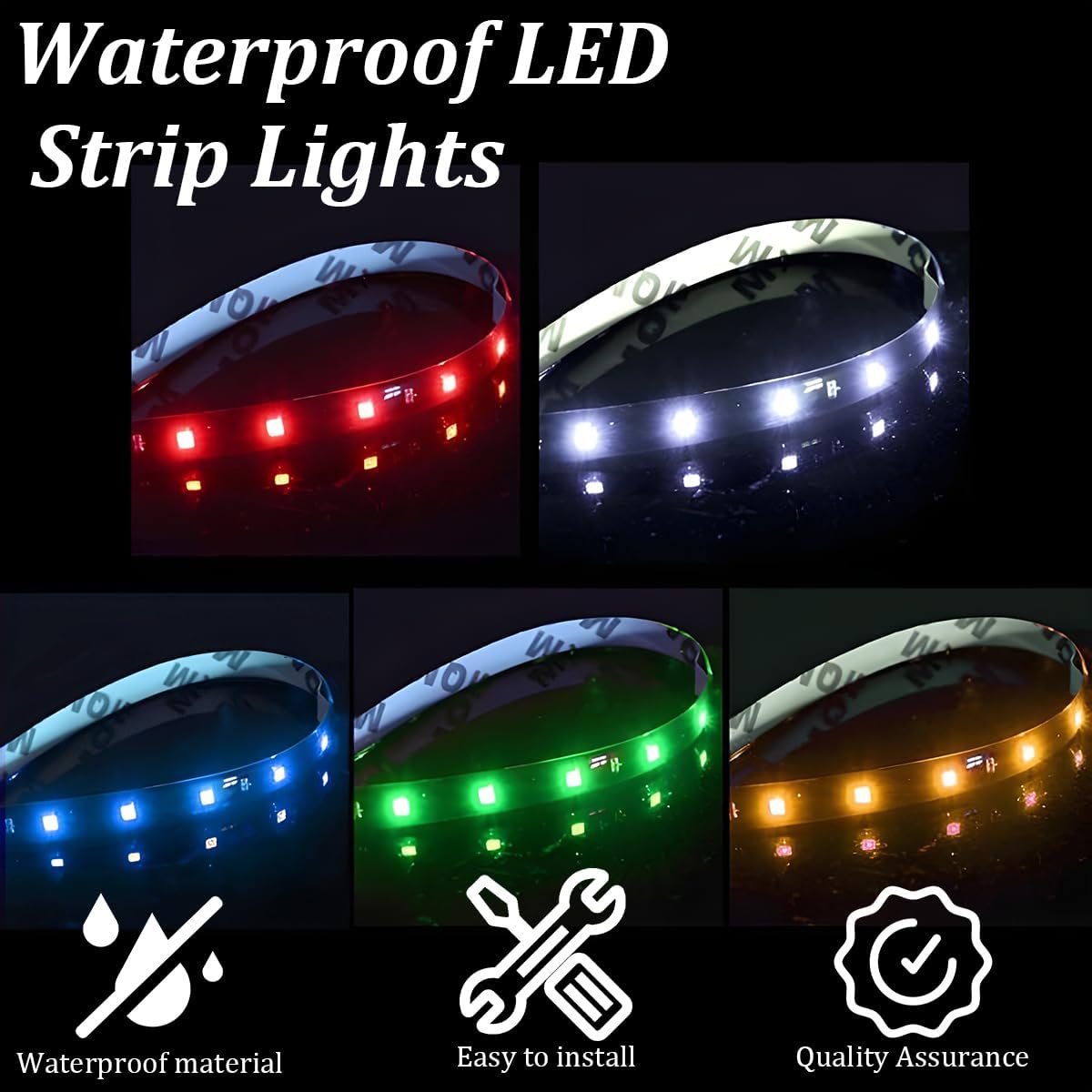 6PCS 15LED Car Underbody Light Strip, Flexible DC12V Waterproof Vehicle Strip Light for Interior Exterior, Auto Underglow LED Decoration Lamp, Universal for SUV Van Truck (Ice Blue) image 5