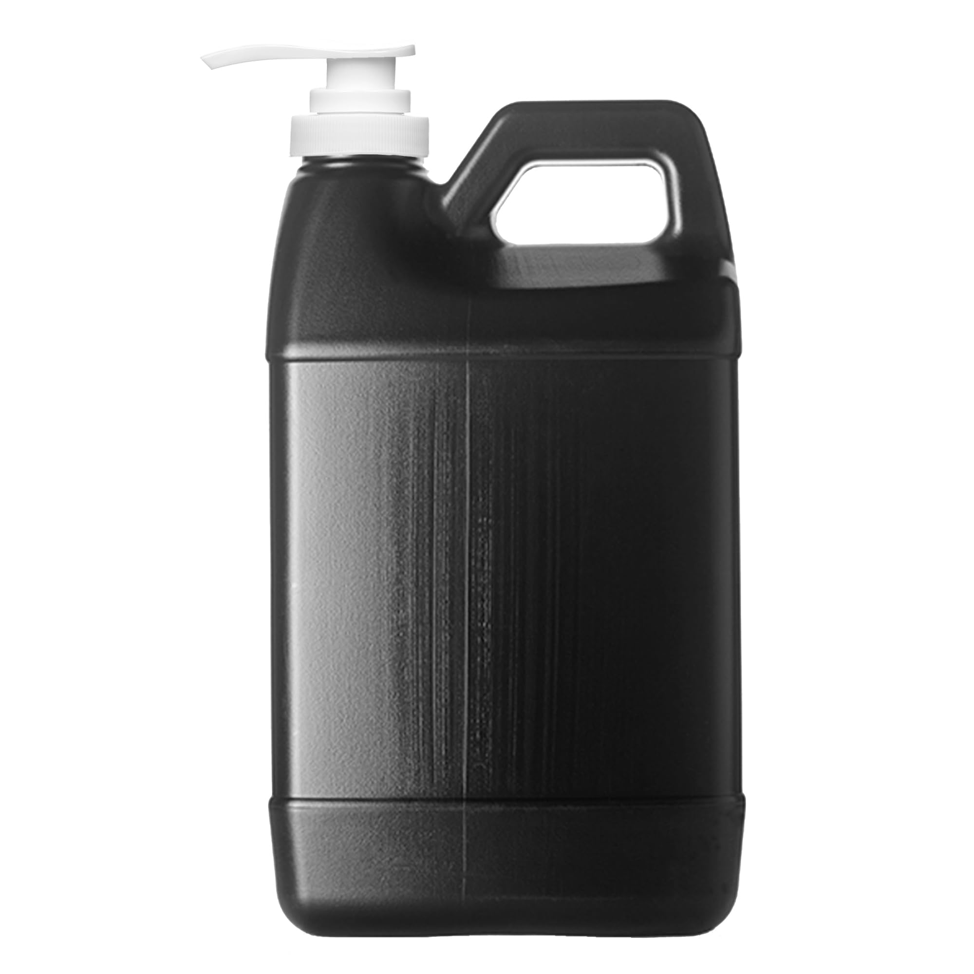 Black 1 Gallon Empty Plastic (HDPE) F-Style Jug | 38/400 Neck with Push Pump (128oz)