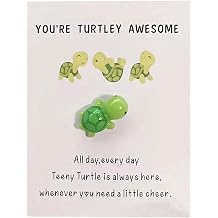 Green Handmade Emotional Support,Youre Turtley Awesome,Turtle Inspirational Gifts,Mini Sea Turtle Figure with Greeting Card,Lovely Turtle Shaped Card Friendship Gift Hanging Ornaments