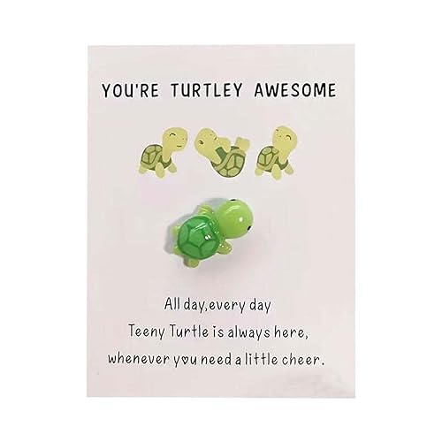 Pxiryanlow Green Handmade Emotional Support,You're Turtley Awesome,Turtle Inspirational Gifts,Mini Sea Turtle Figure with Greeting Card,Lovely Turtle Shaped Card Friendship Gift Hanging Ornaments